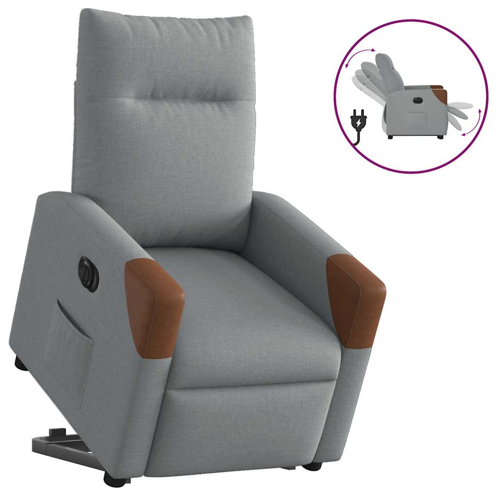 Fauteuil inclinable électrique gris clair tissu