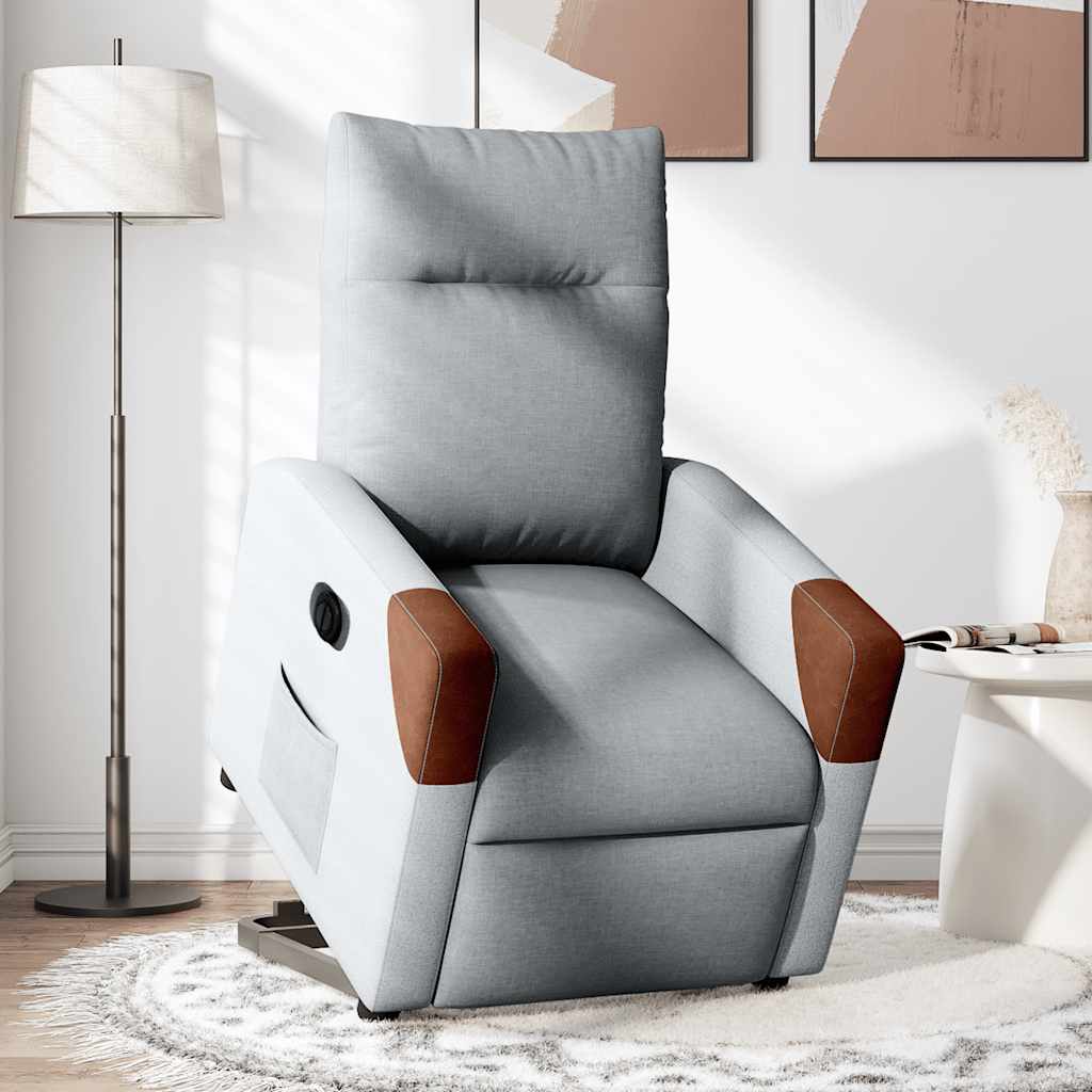 Fauteuil inclinable électrique gris clair tissu