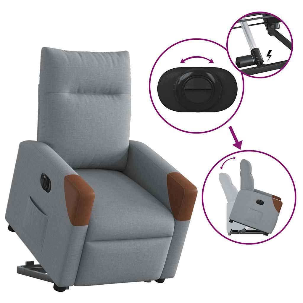 Fauteuil inclinable électrique gris clair tissu