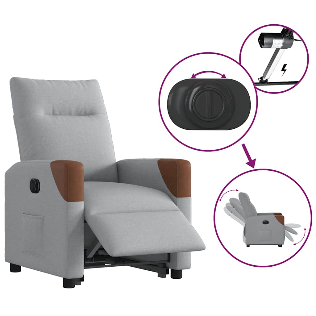 Fauteuil inclinable électrique gris clair tissu