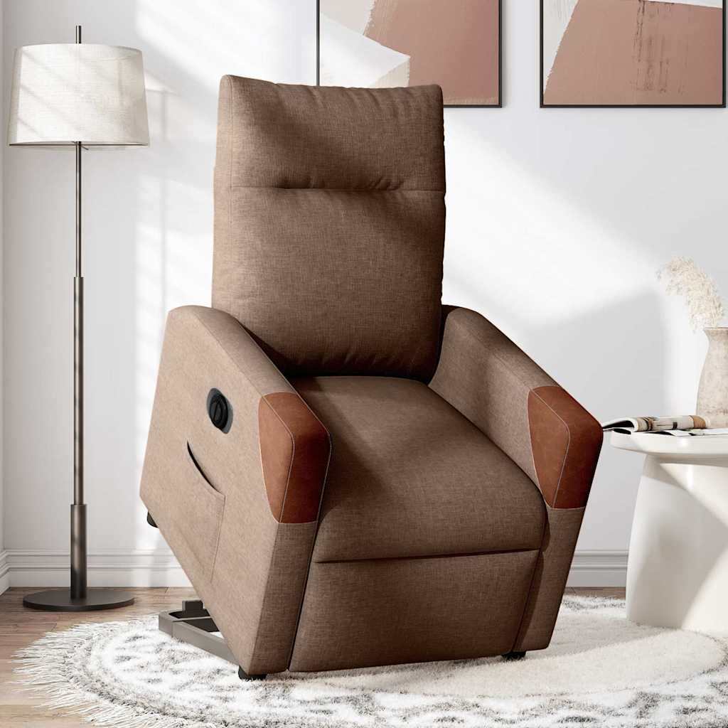 Fauteuil inclinable électrique marron tissu