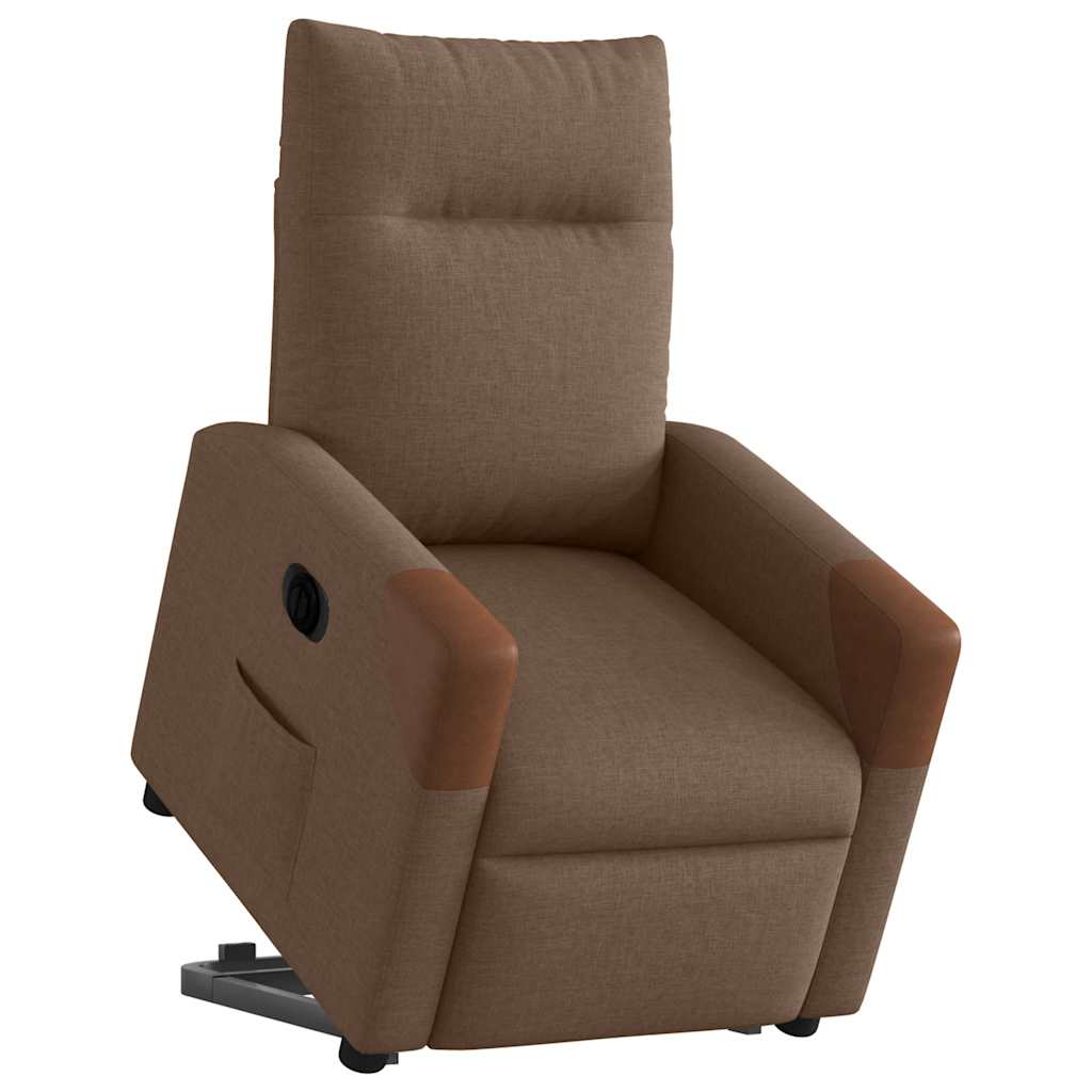 Fauteuil inclinable électrique marron tissu