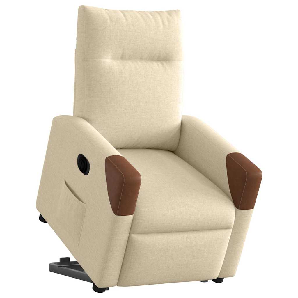 Fauteuil inclinable électrique crème tissu
