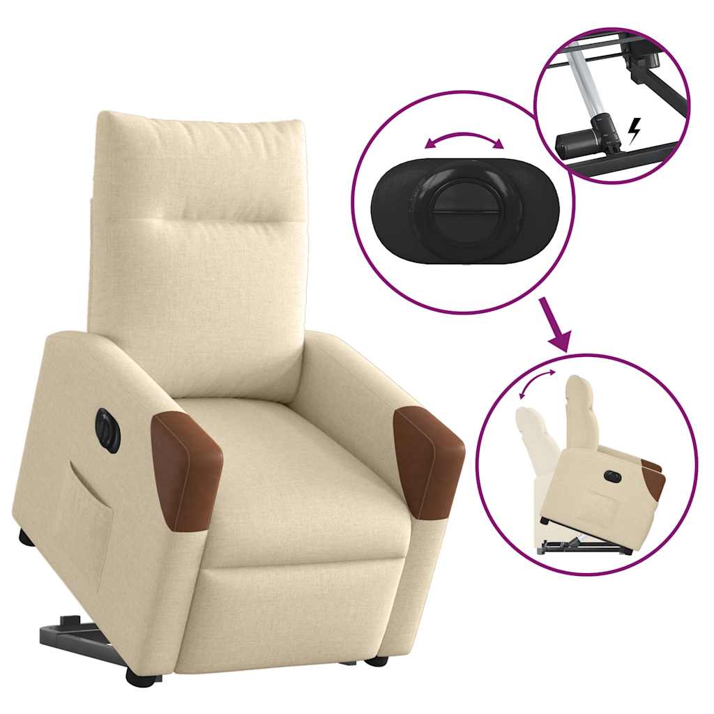 Fauteuil inclinable électrique crème tissu