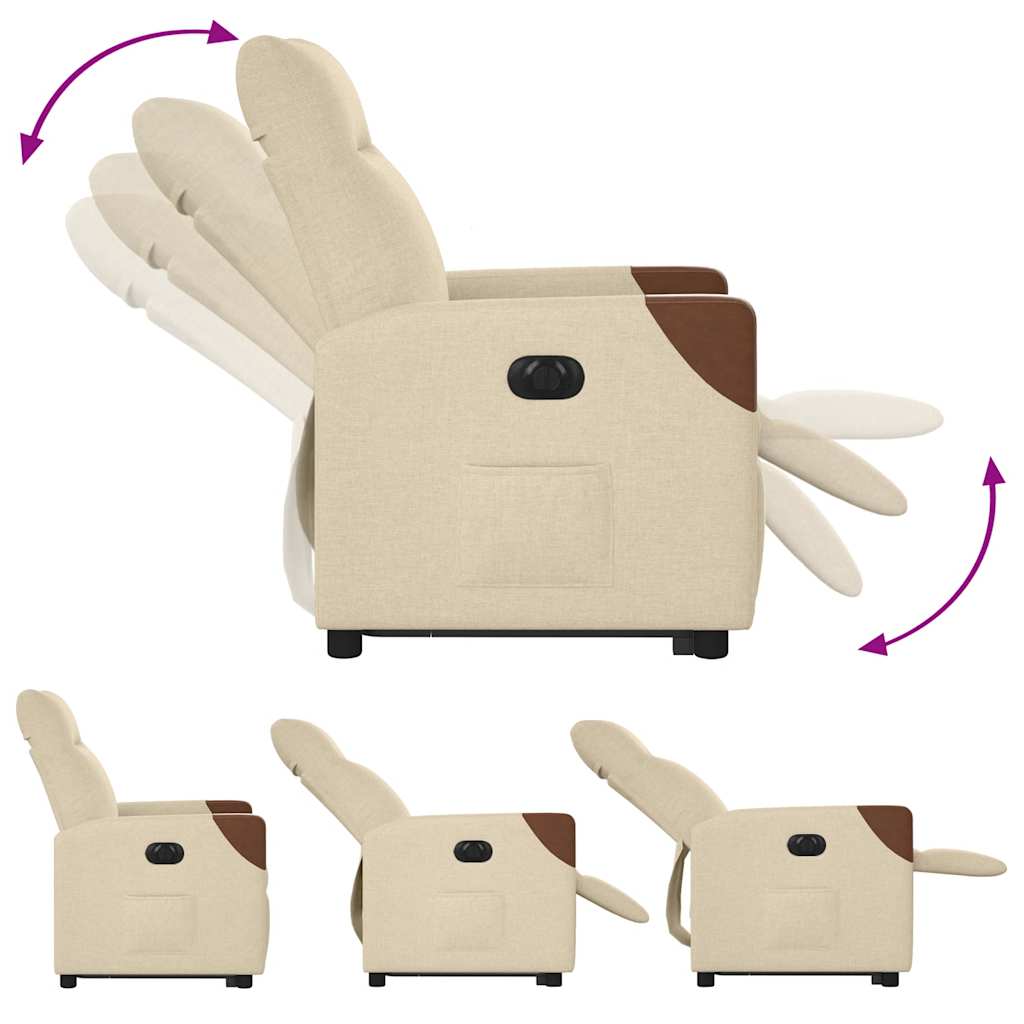 Fauteuil inclinable électrique crème tissu