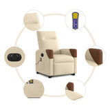 Fauteuil inclinable de massage électrique Crème Tissu