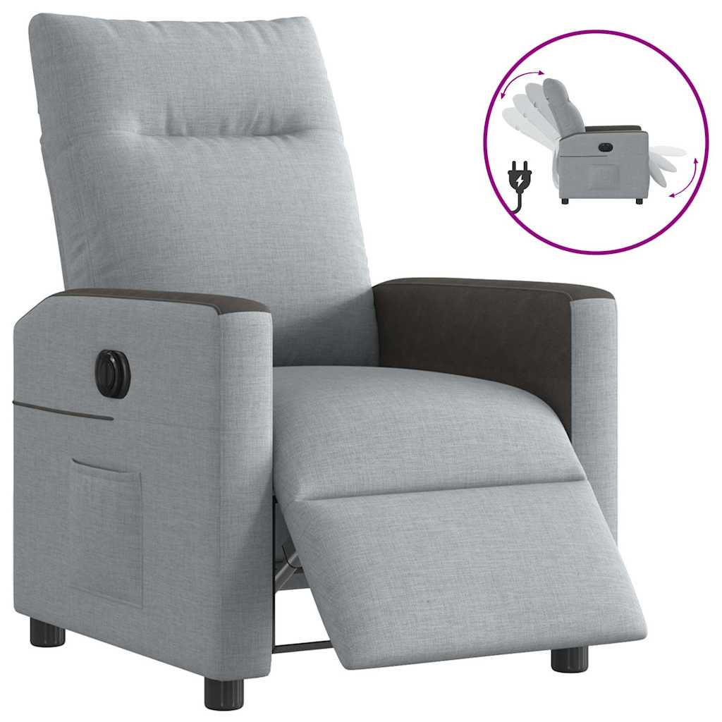 Fauteuil inclinable électrique Gris clair Tissu