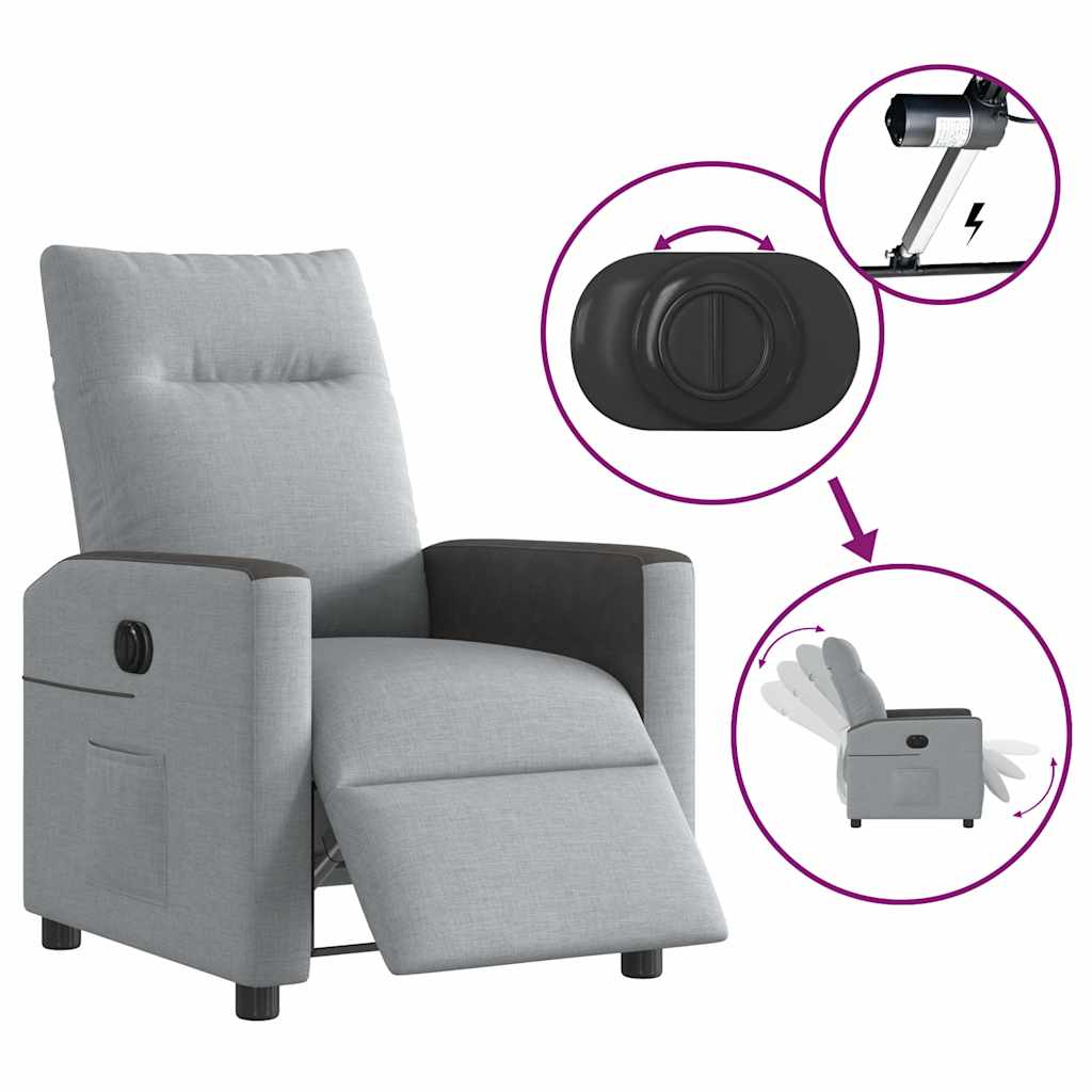 Fauteuil inclinable électrique Gris clair Tissu