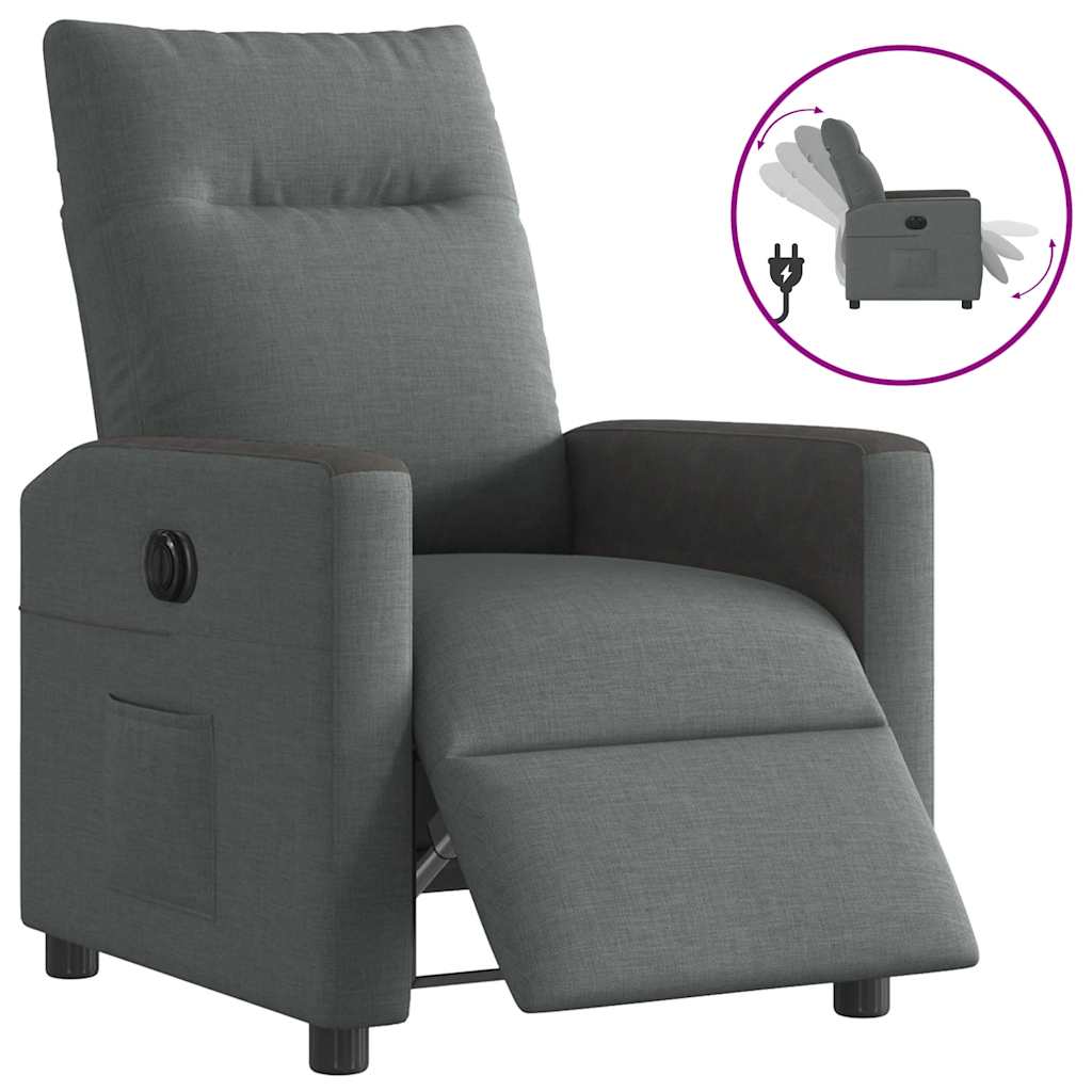 Fauteuil inclinable électrique Gris foncé Tissu