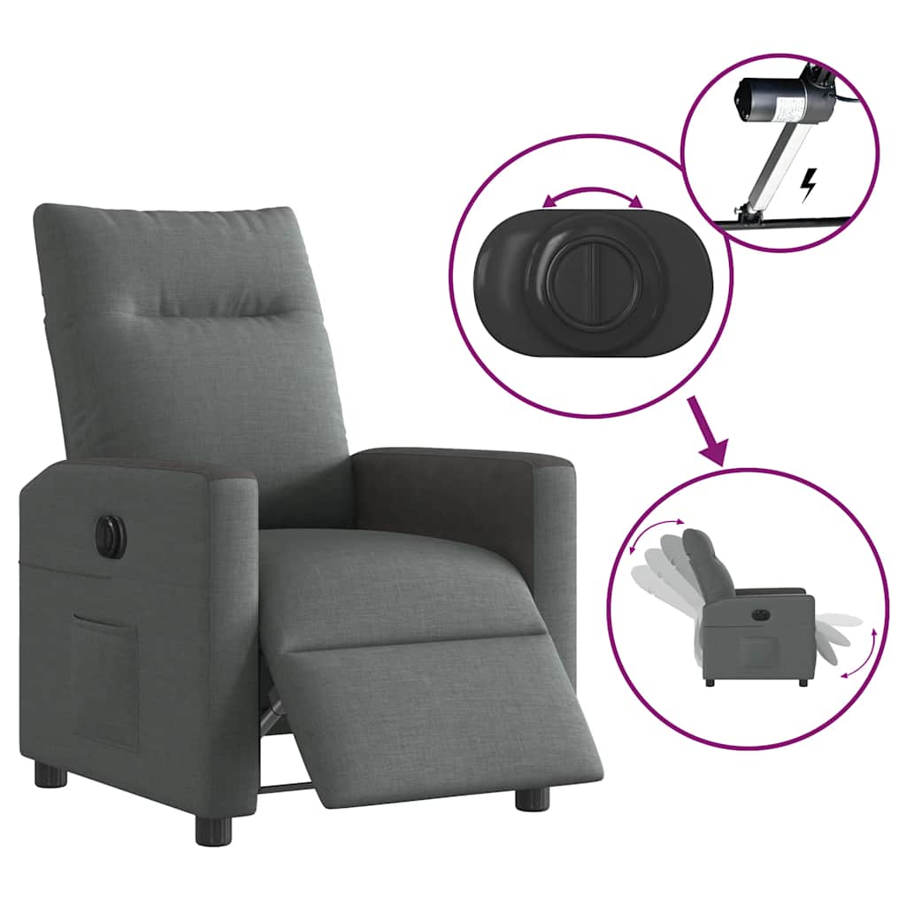 Fauteuil inclinable électrique Gris foncé Tissu