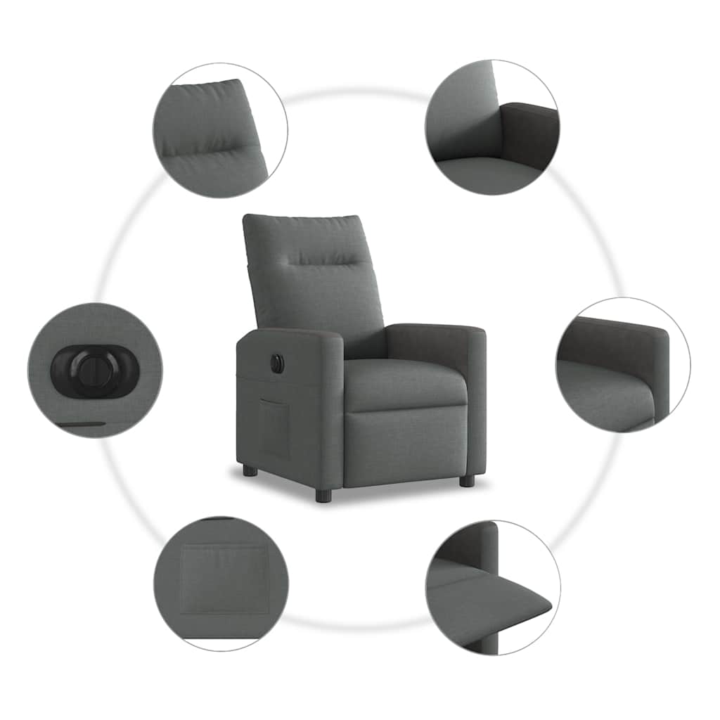 Fauteuil inclinable électrique Gris foncé Tissu