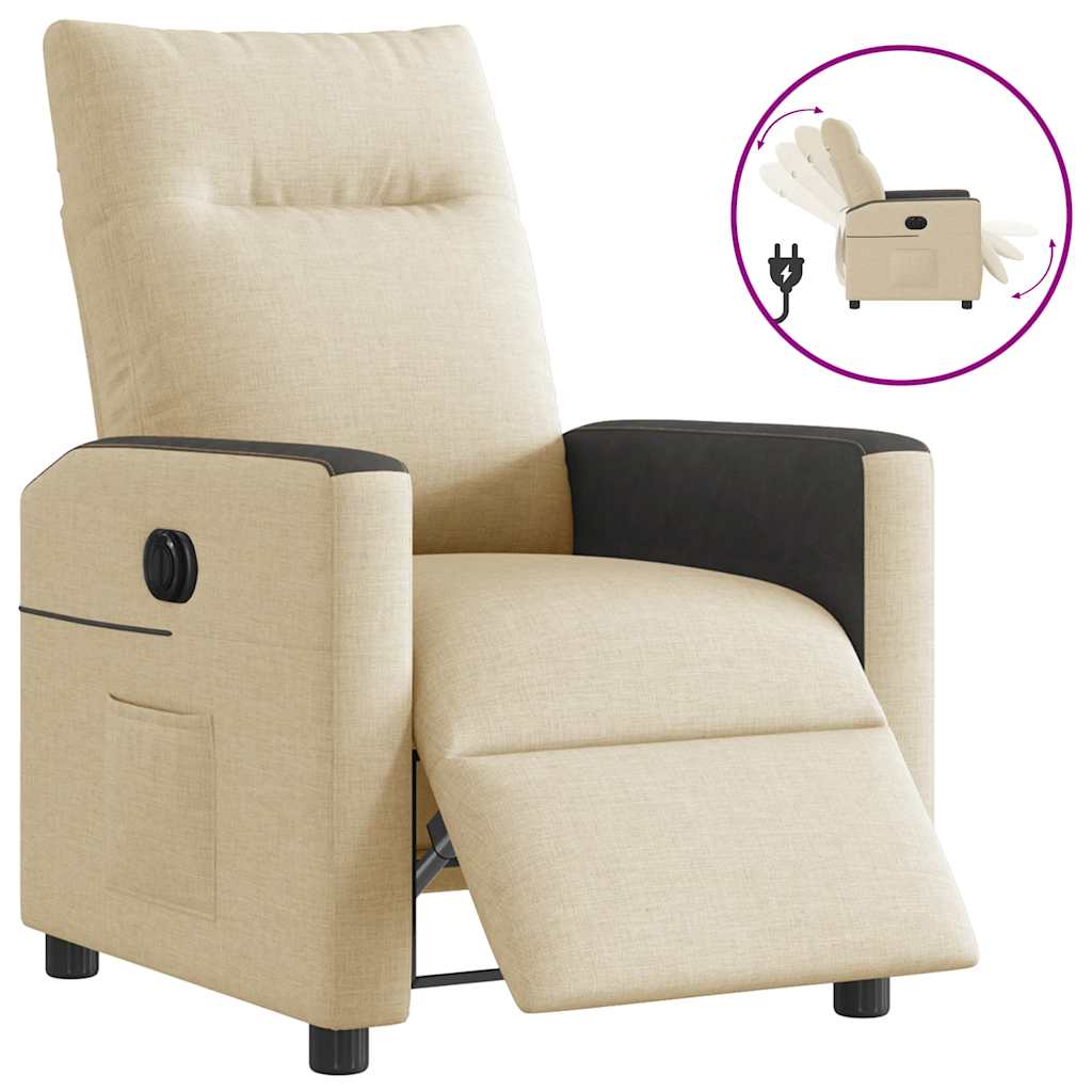 Fauteuil inclinable électrique Crème Tissu