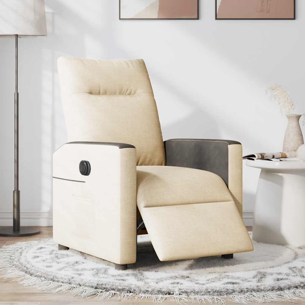 Fauteuil inclinable électrique Crème Tissu