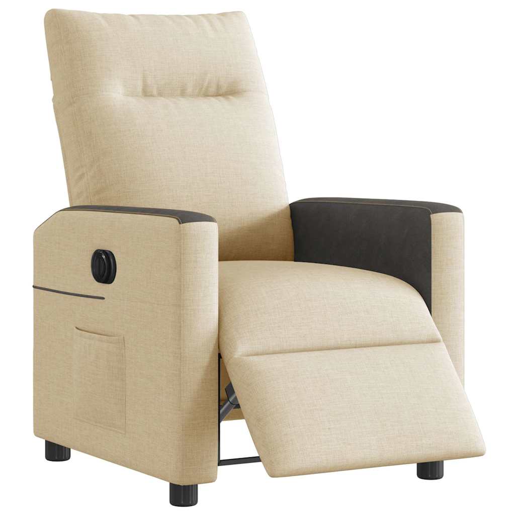 Fauteuil inclinable électrique Crème Tissu