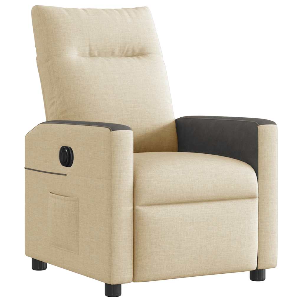 Fauteuil inclinable électrique Crème Tissu