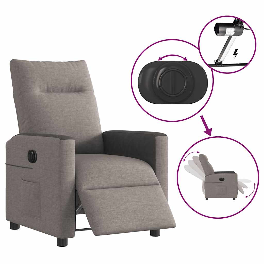 Fauteuil inclinable électrique Taupe Tissu