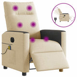 Fauteuil inclinable de massage électrique crème tissu