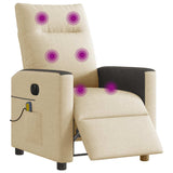 Fauteuil inclinable de massage électrique crème tissu