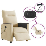 Fauteuil inclinable de massage électrique crème tissu