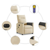 Fauteuil inclinable de massage électrique crème tissu