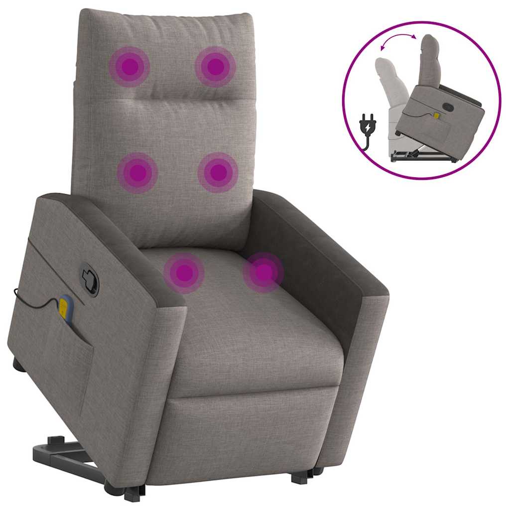 Fauteuil inclinable de massage Taupe Tissu