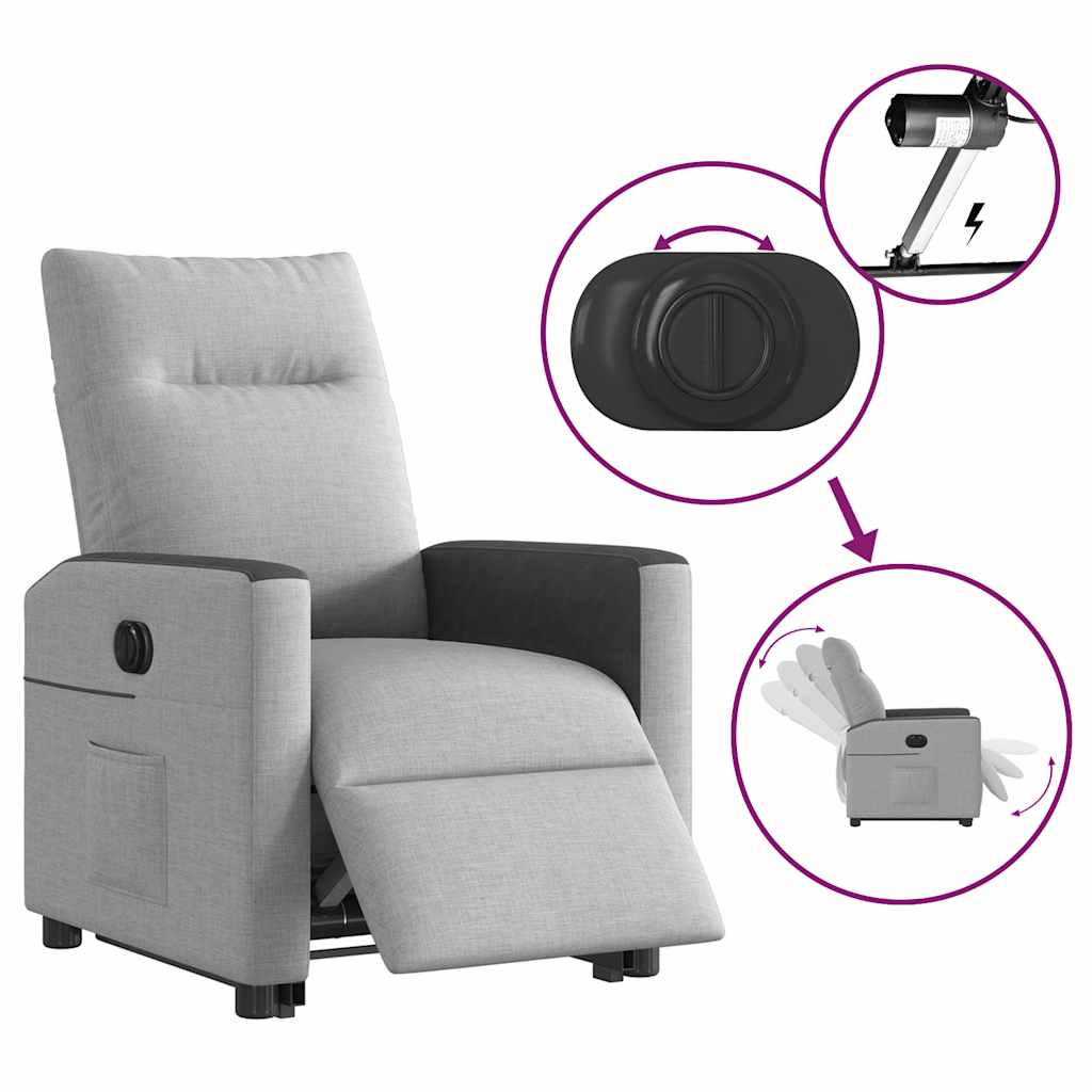 Fauteuil inclinable électrique gris nuage tissu