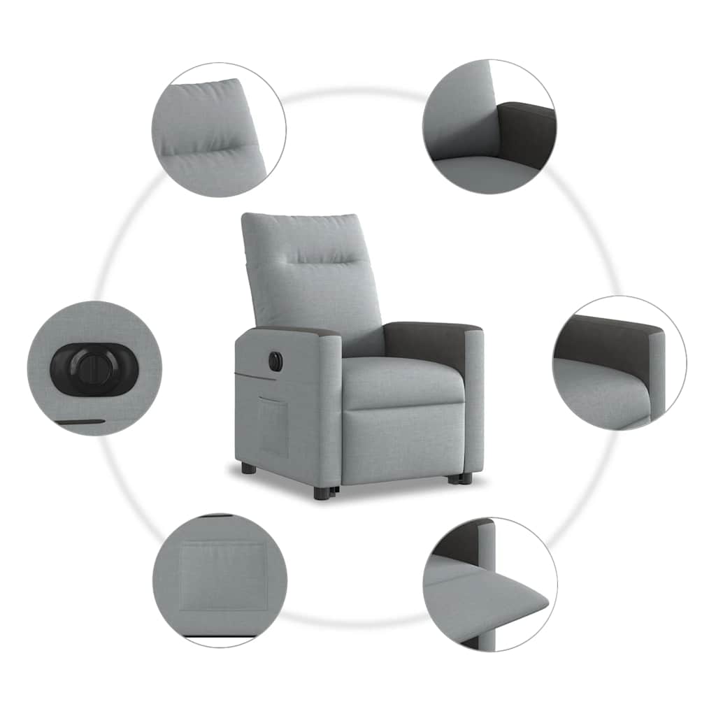 Fauteuil inclinable électrique gris clair tissu