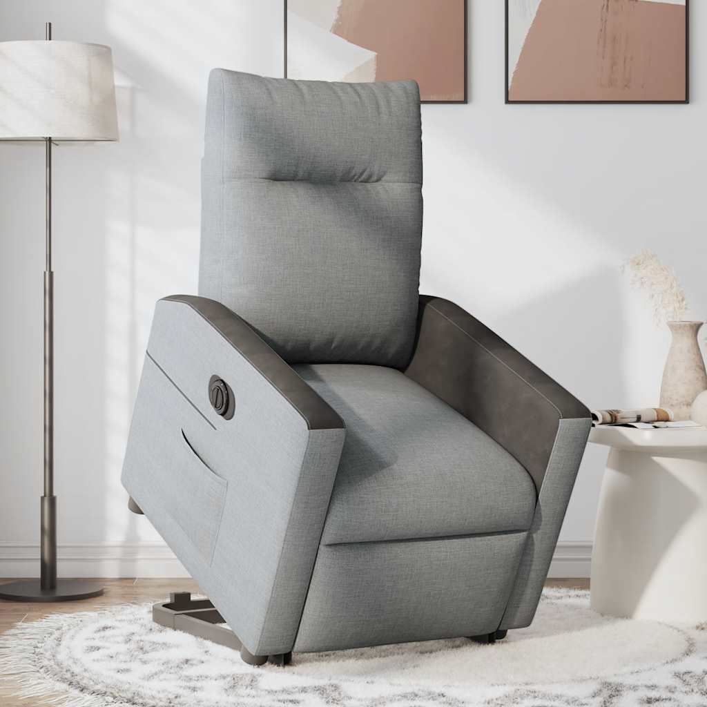 Fauteuil inclinable électrique gris clair tissu