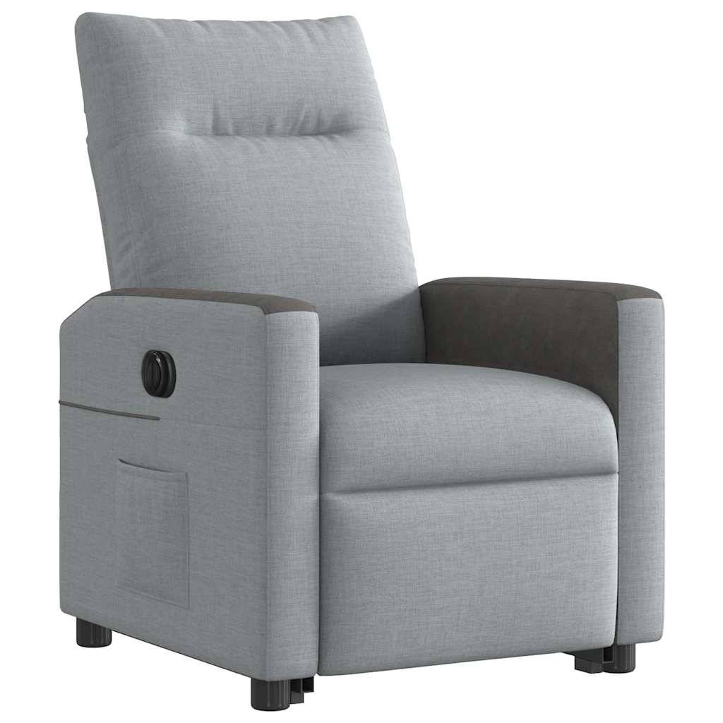 Fauteuil inclinable électrique gris clair tissu