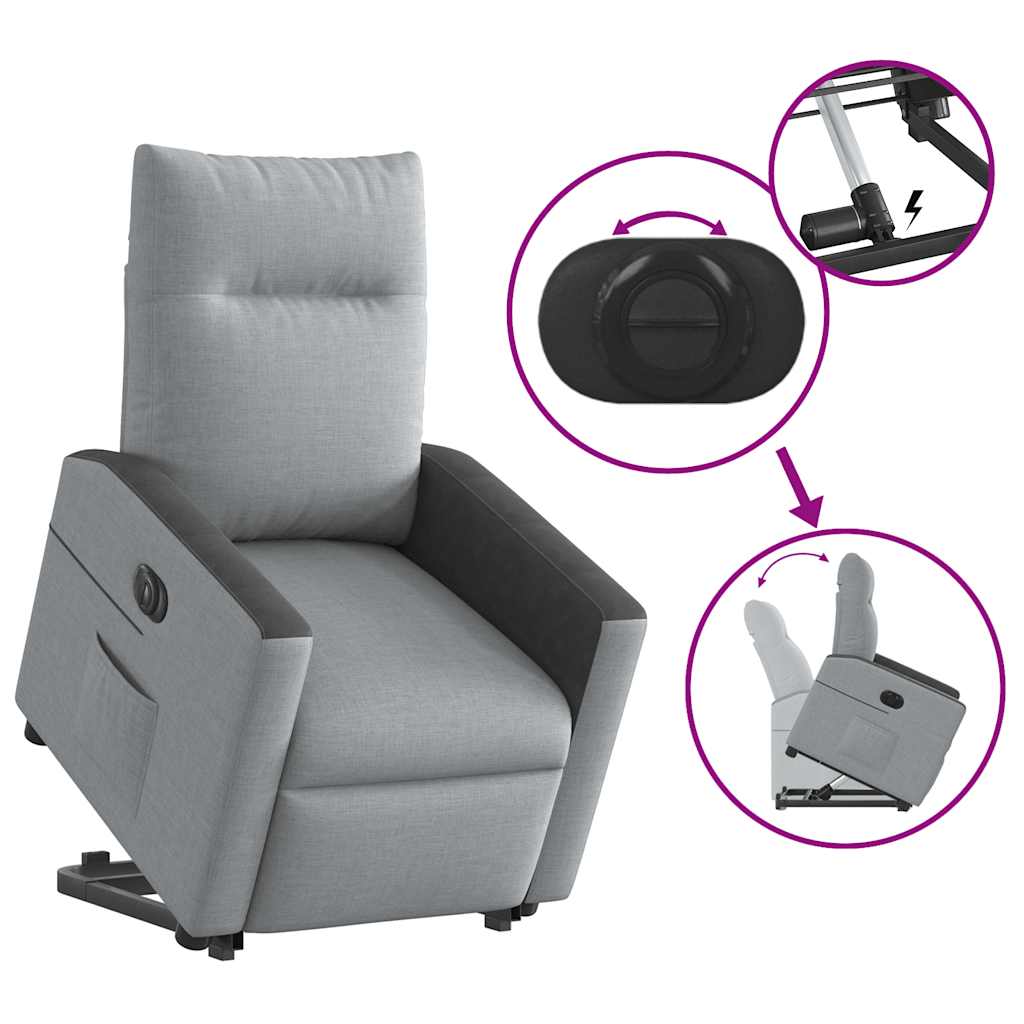 Fauteuil inclinable électrique gris clair tissu