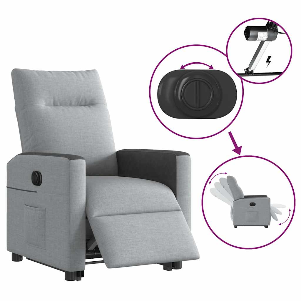 Fauteuil inclinable électrique gris clair tissu