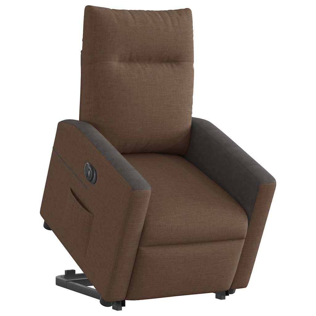 Fauteuil inclinable électrique marron tissu