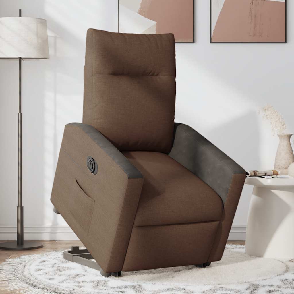 Fauteuil inclinable électrique marron tissu