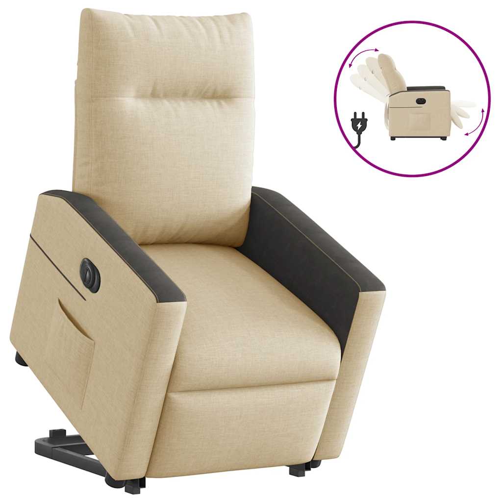 Fauteuil inclinable électrique crème tissu
