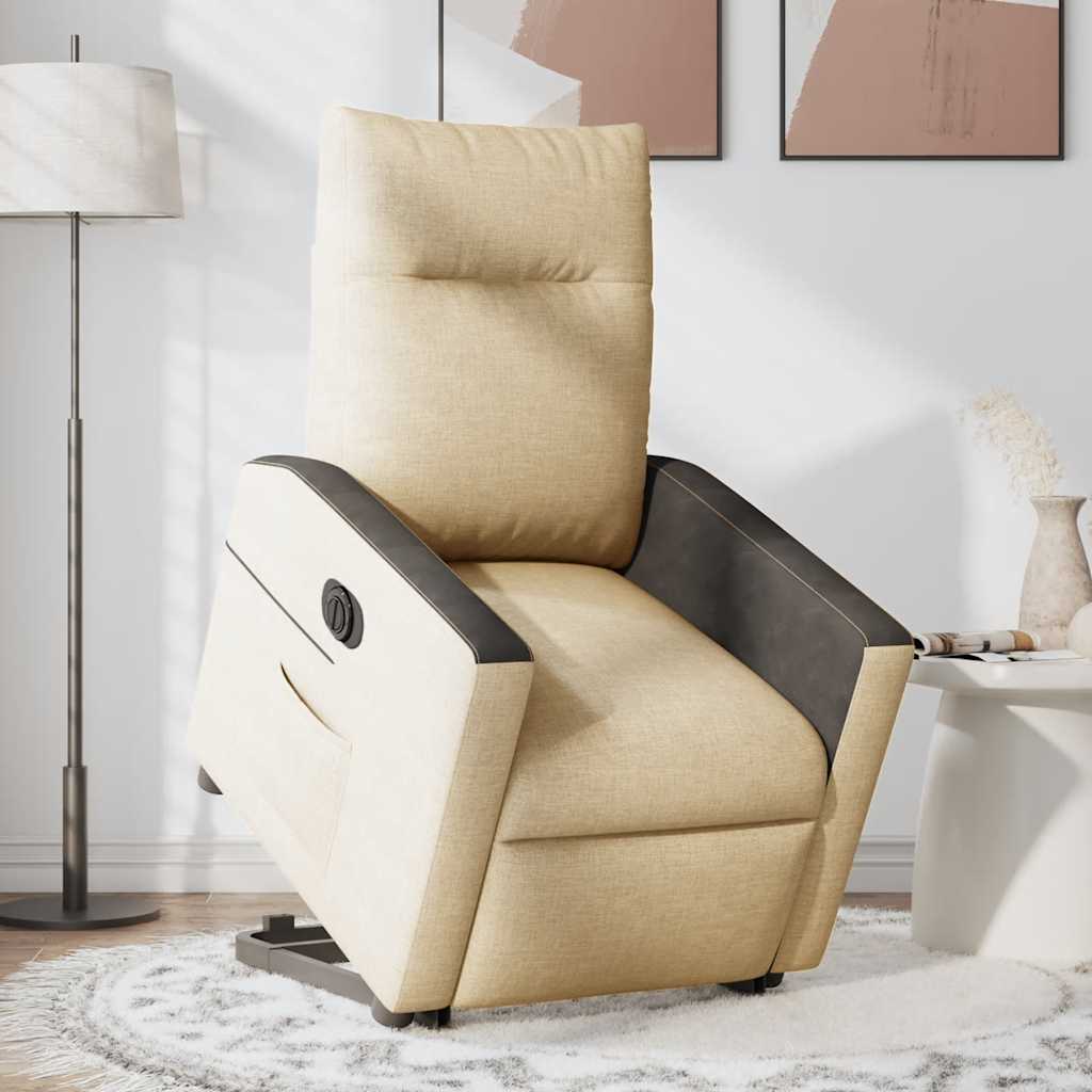 Fauteuil inclinable électrique crème tissu