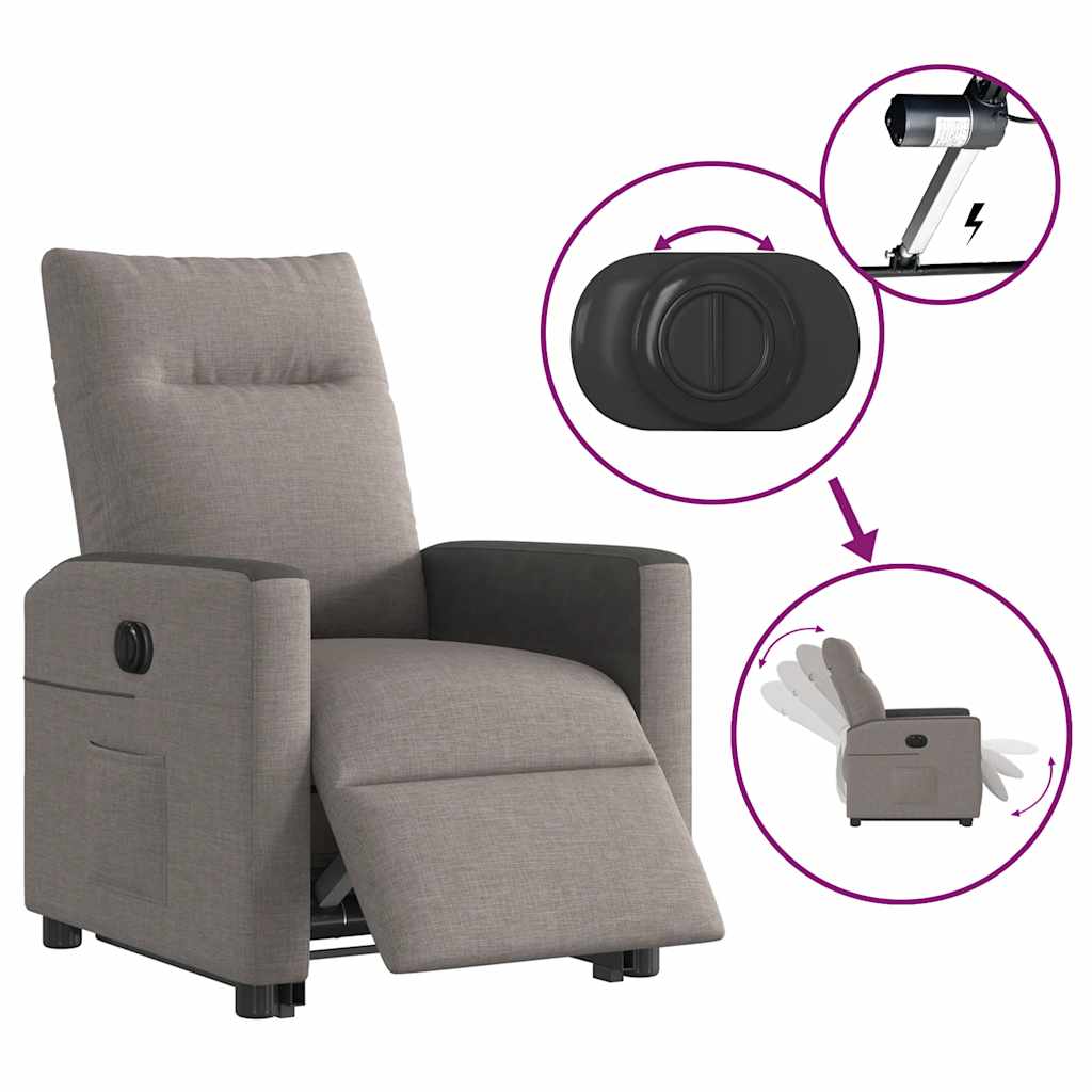 Fauteuil inclinable électrique taupe tissu