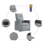 Fauteuil inclinable de massage électrique Gris clair Tissu