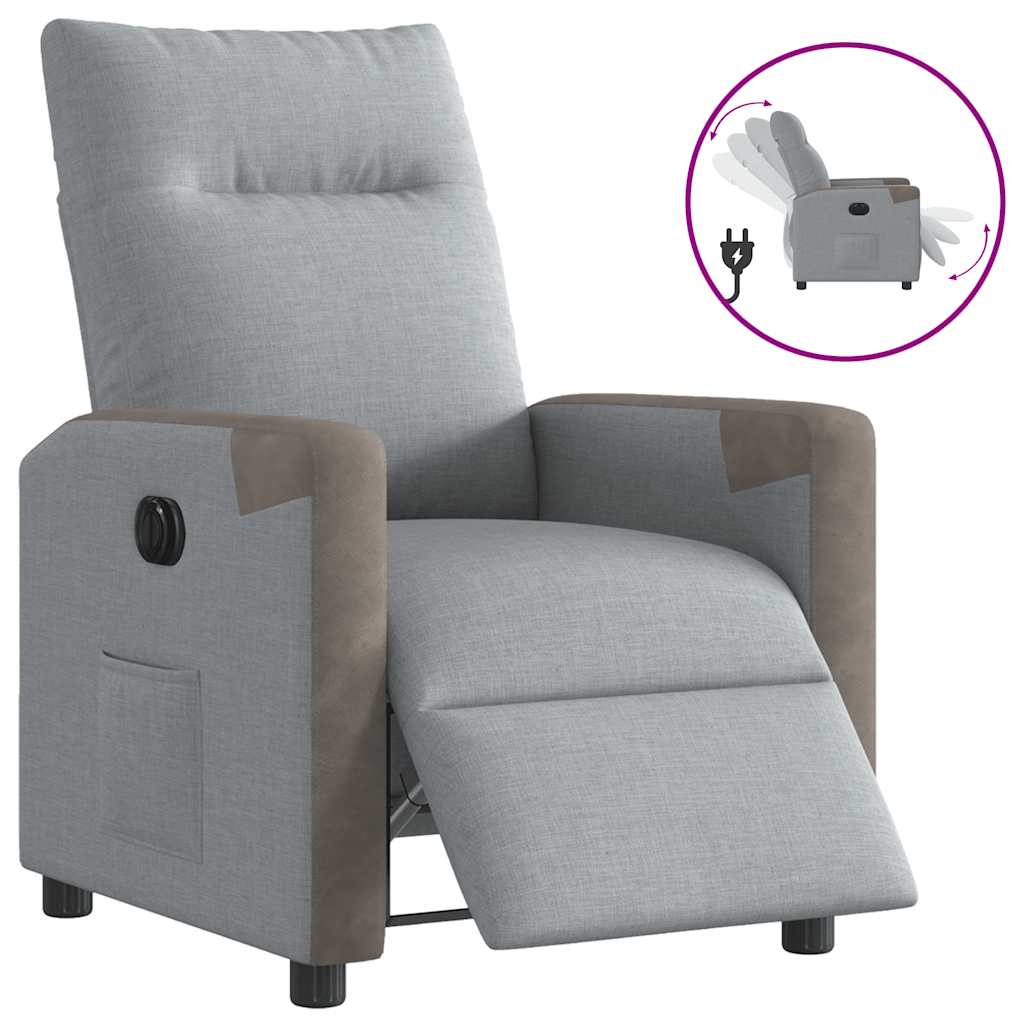 Fauteuil inclinable électrique Gris clair Tissu