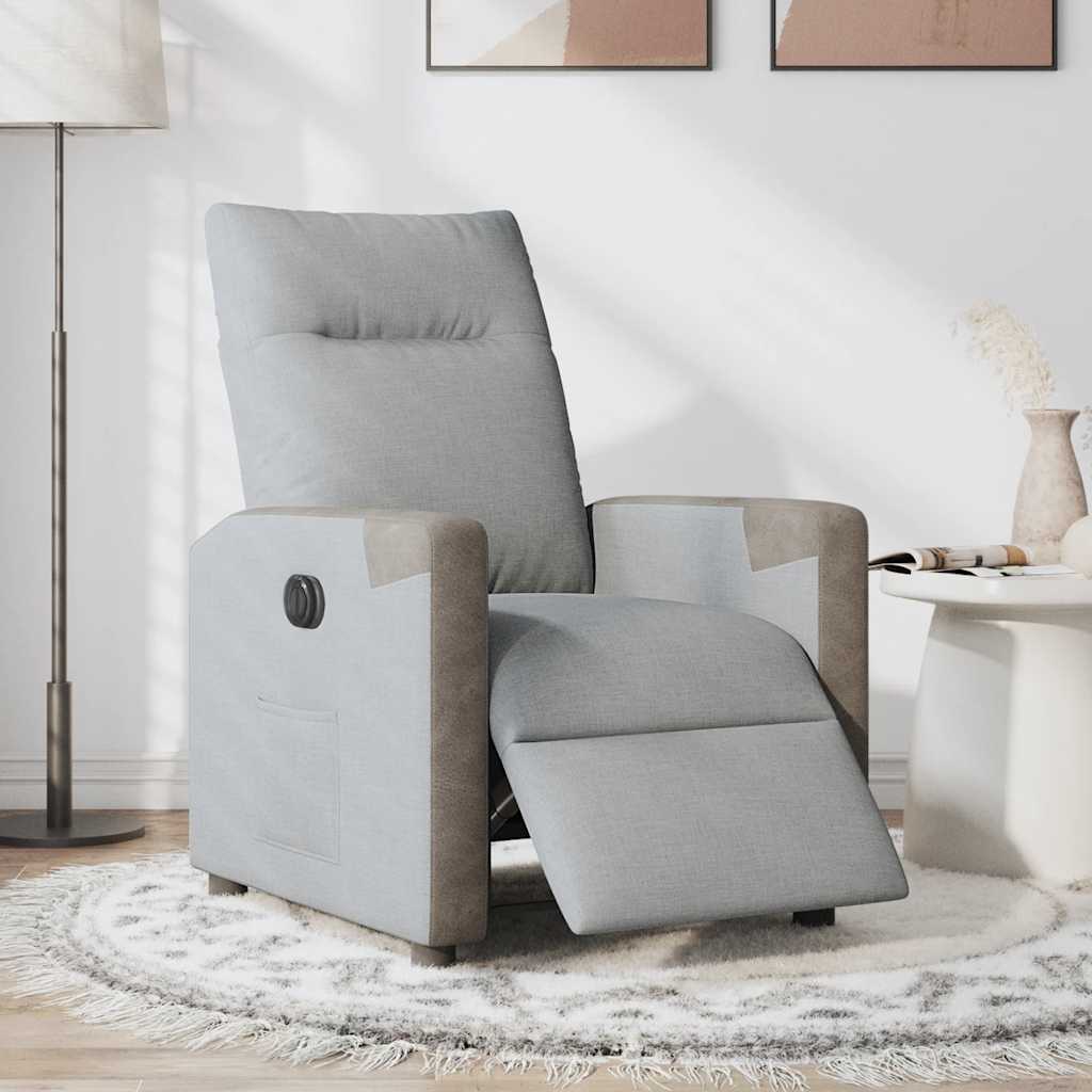 Fauteuil inclinable électrique Gris clair Tissu