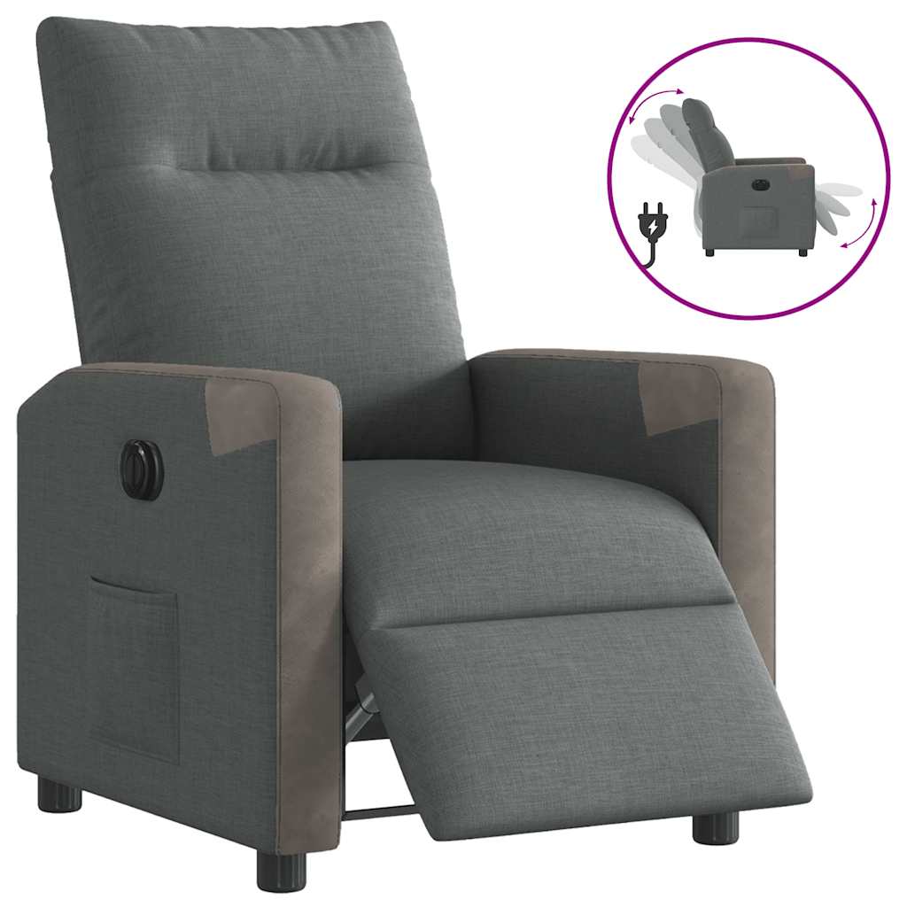 Fauteuil inclinable électrique Gris foncé Tissu