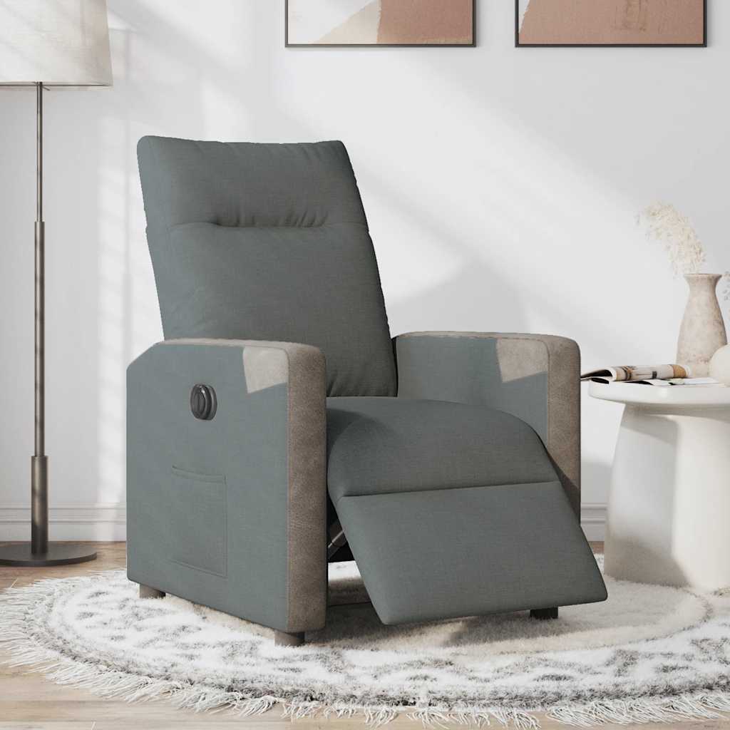 Fauteuil inclinable électrique Gris foncé Tissu