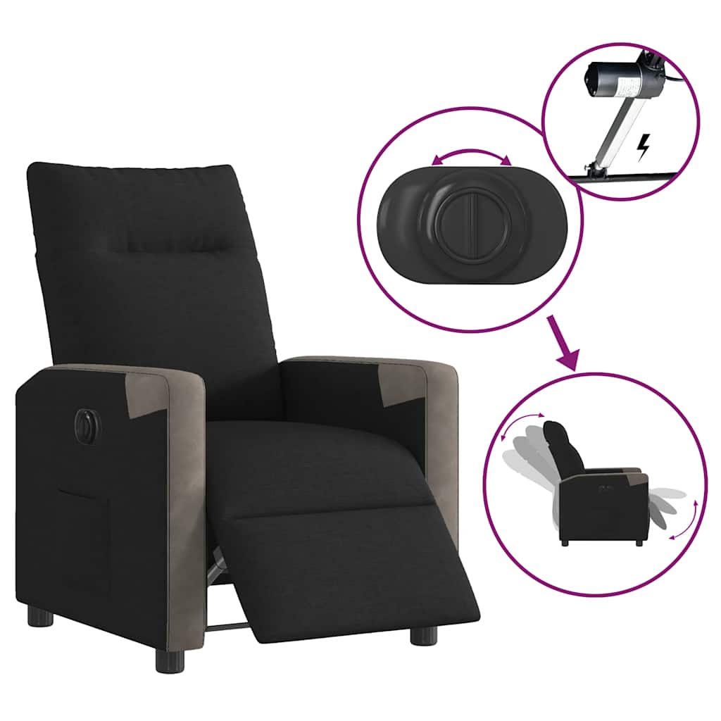 Fauteuil inclinable électrique Noir Tissu