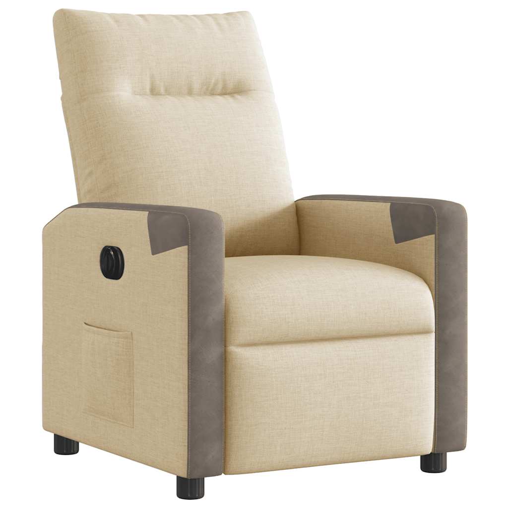 Fauteuil inclinable électrique Crème Tissu