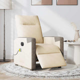 Fauteuil inclinable de massage électrique crème tissu