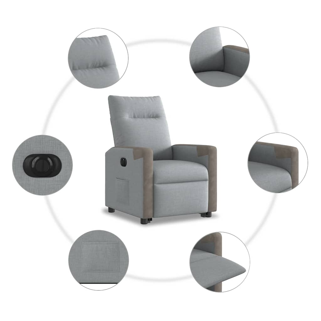 Fauteuil inclinable électrique gris clair tissu