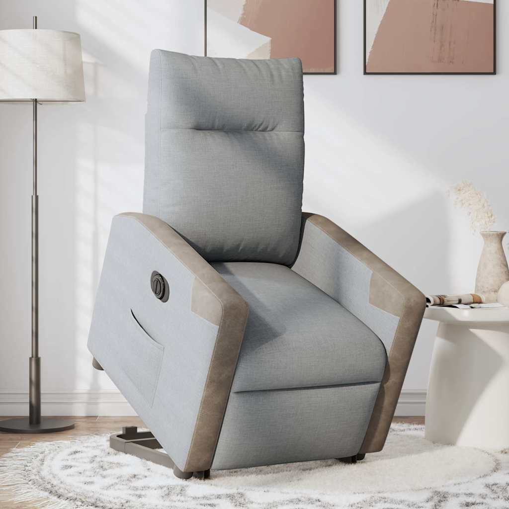 Fauteuil inclinable électrique gris clair tissu
