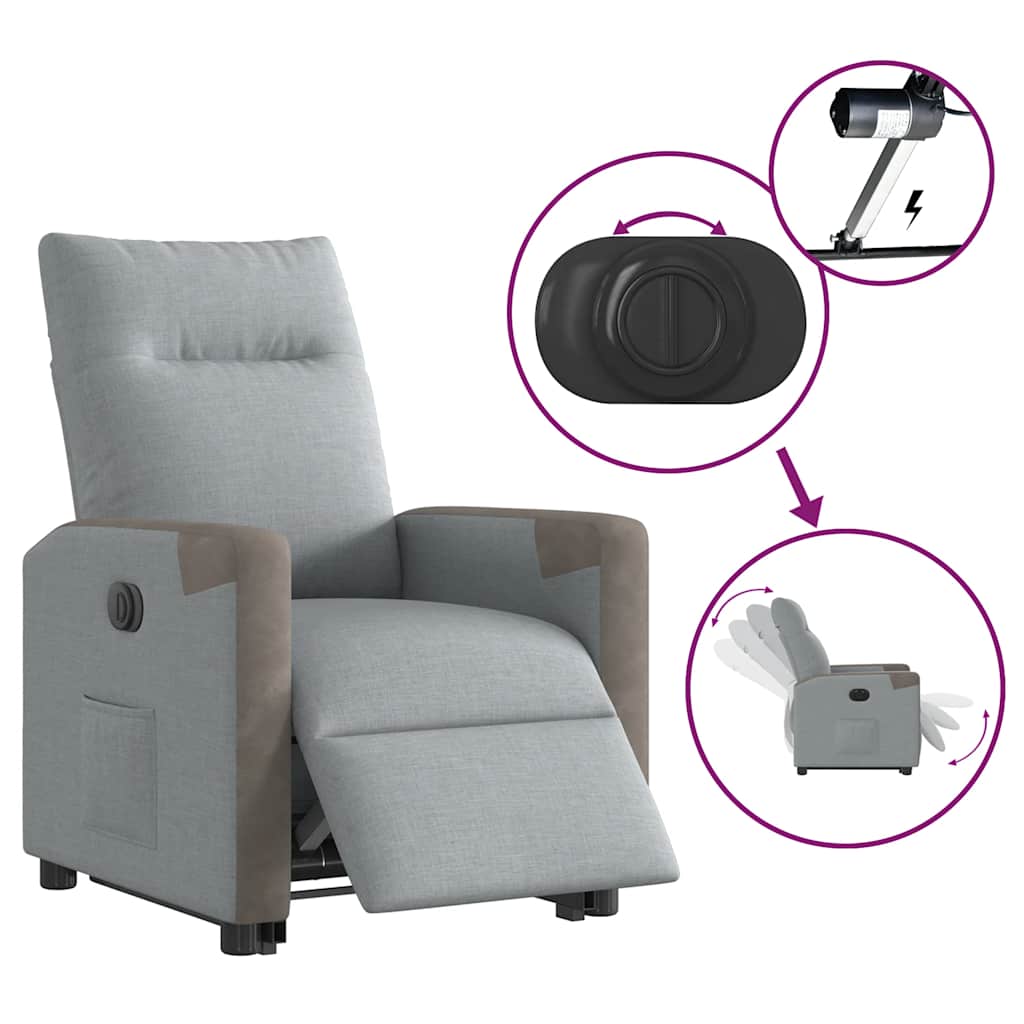 Fauteuil inclinable électrique gris clair tissu