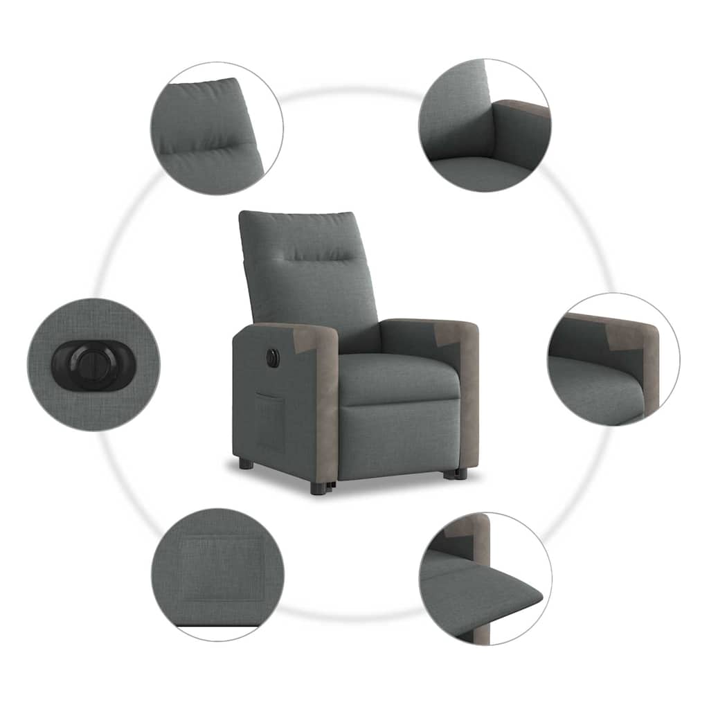 Fauteuil inclinable électrique gris foncé tissu