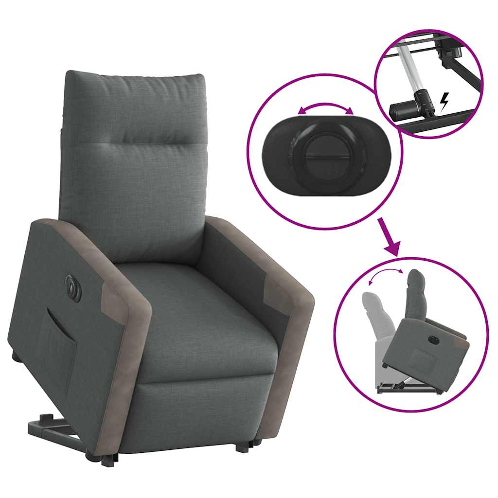 Fauteuil inclinable électrique gris foncé tissu
