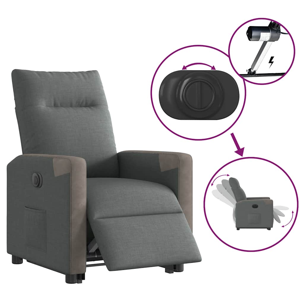 Fauteuil inclinable électrique gris foncé tissu